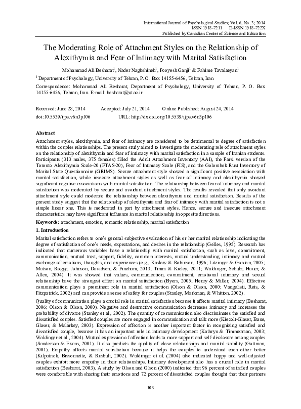 (PDF) The Moderating Role of Attachment Styles on the Relationship of ...