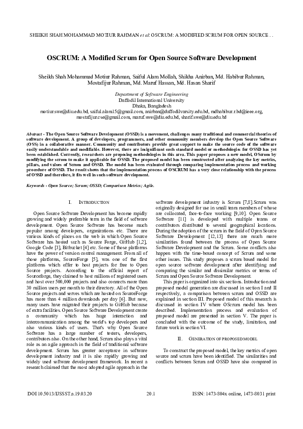 (PDF) OSCRUM: A Modified Scrum for Open Source Software Development