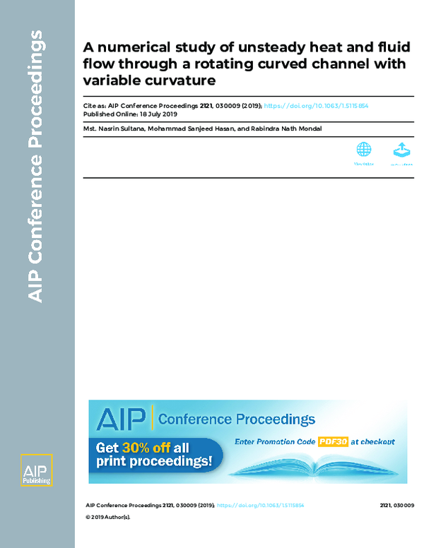 (PDF) A numerical study of unsteady heat and fluid flow through a ...
