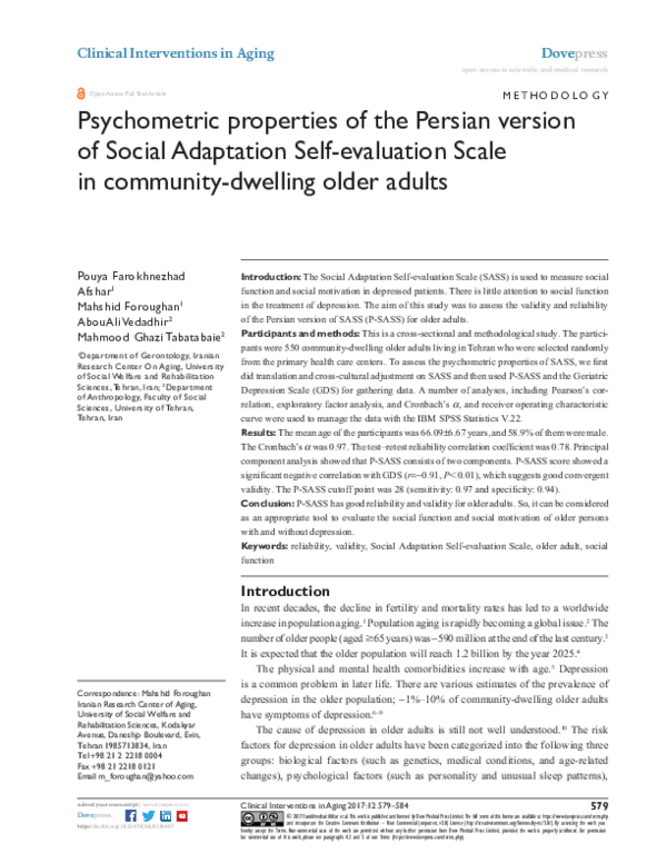 (PDF) Psychometric properties of the Persian version of Social ...
