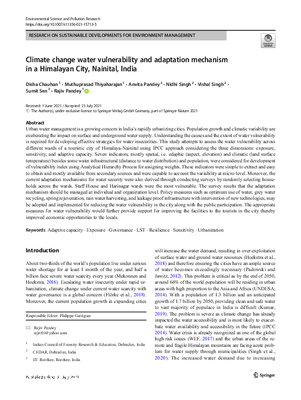 (PDF) Climate change water vulnerability and adaptation mechanism in a ...