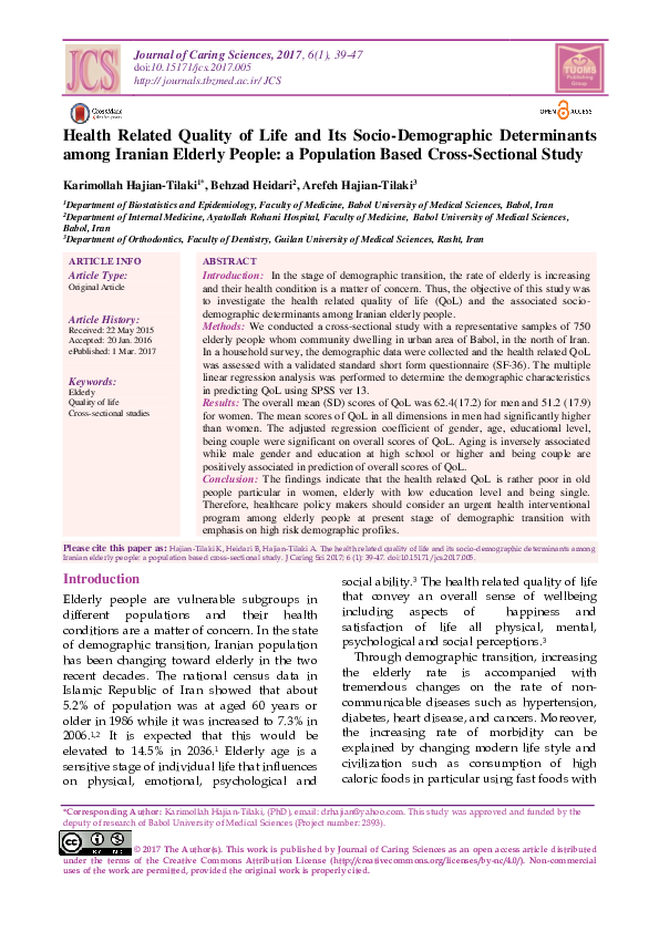 (PDF) Health Related Quality of Life and Its Socio-Demographic ...