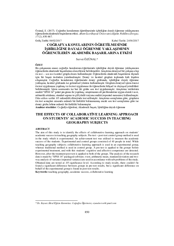 (PDF) The Effects of Collaborati̇ve Learning Approach on Students ...