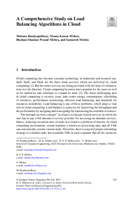 (PDF) A Comprehensive Study on Load Balancing Algorithms in Cloud