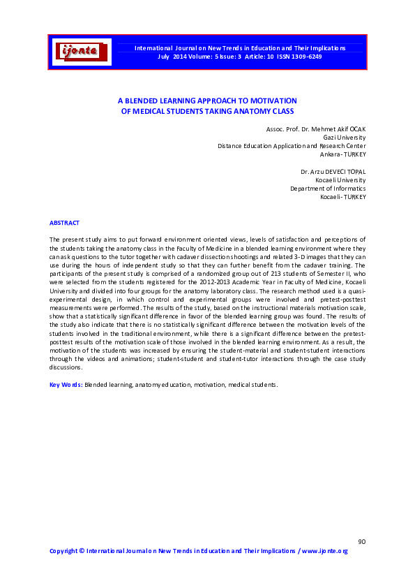 (PDF) A Blended Learning Approach to Motivation of Medical Students ...