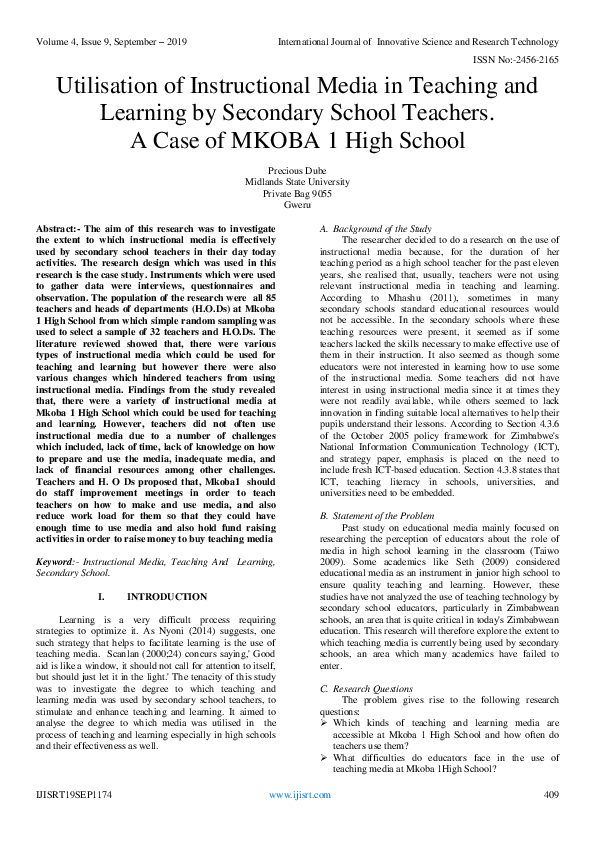 (PDF) Utilisation of Instructional Media in Teaching and Learning by ...