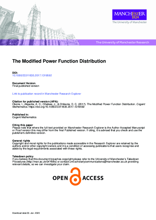 (PDF) The modified power function distribution