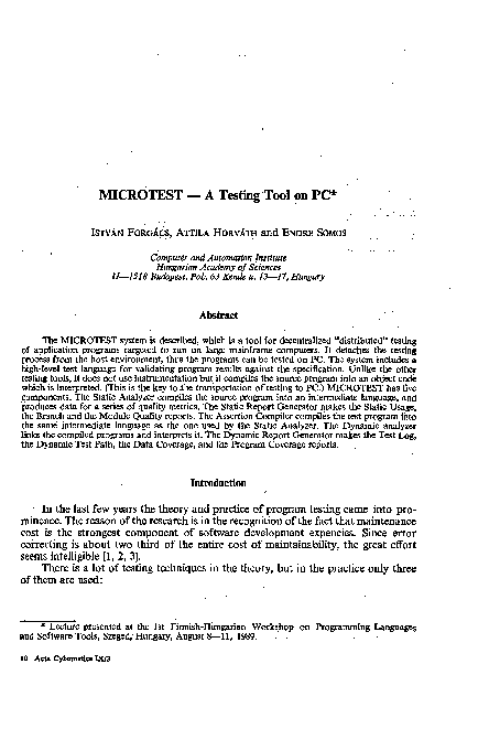 (PDF) MICROTEST - A testing tool on PC