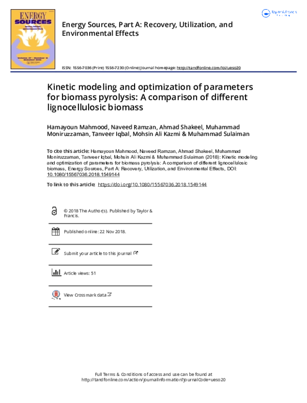 (PDF) Kinetic modeling and optimization of parameters for biomass ...