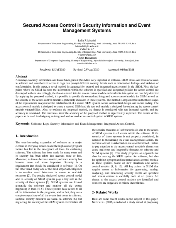 (PDF) Secured Access Control in Security Information and Event ...