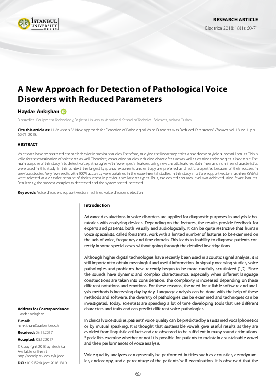 (PDF) A New Approach for Detection of Pathological Voice Disorders with ...