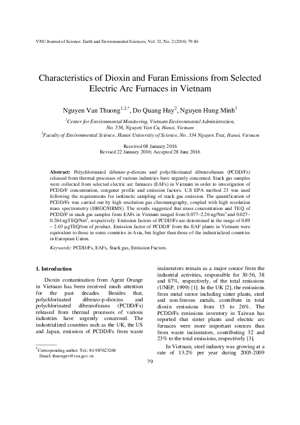 (PDF) Characteristics of Dioxin and Furan Emissions from Selected