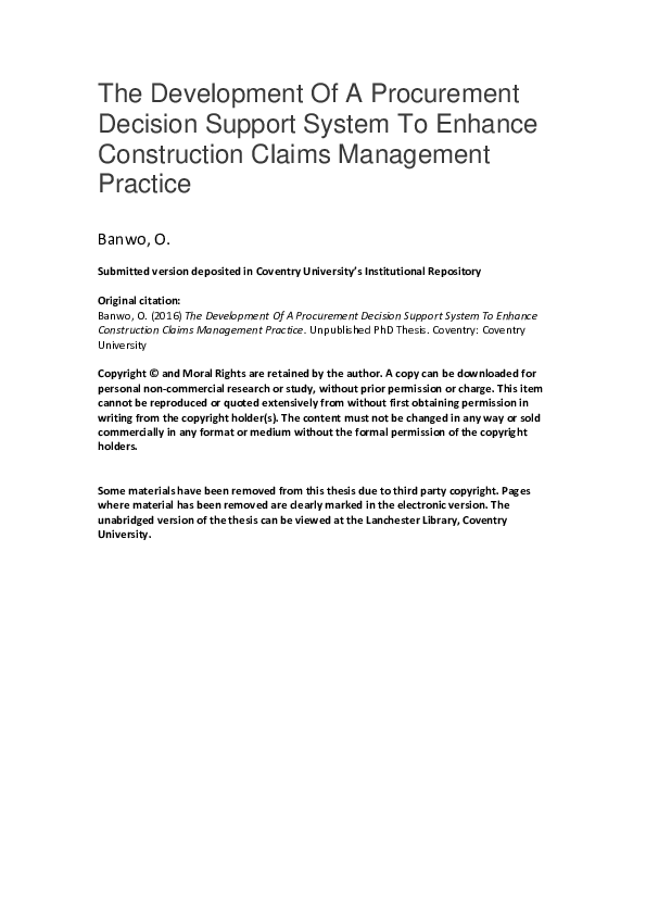 (PDF) The development of a procurement decision support system to ...