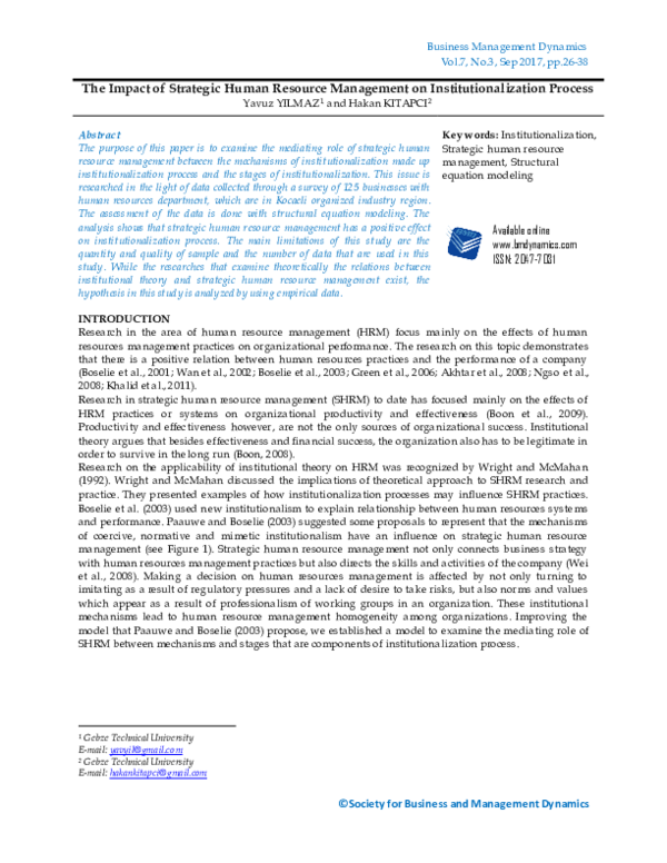 (PDF) The Impact of Strategic Human Resource Management on ...