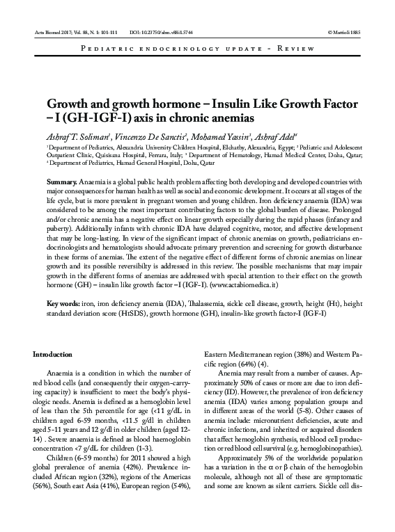 (PDF) Growth and Growth hormone - Insulin Like Growth Factor -I (GH-IGF ...