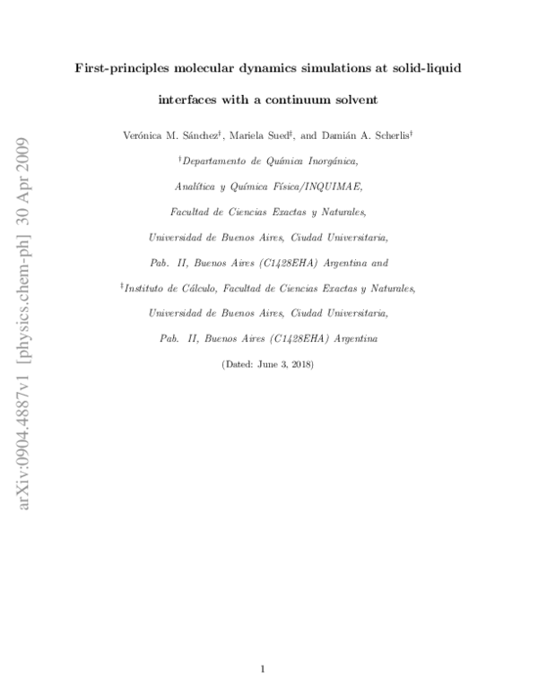 (PDF) First-principles molecular dynamics simulations for physical and ...