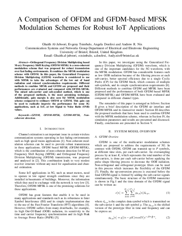 (PDF) A Comparison of OFDM and GFDM-Based MFSK Modulation Schemes for ...