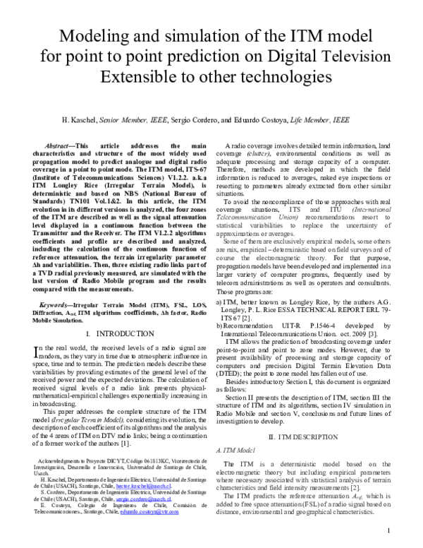 (PDF) Modeling and Simulation of the ITM Model for Point to Point ...