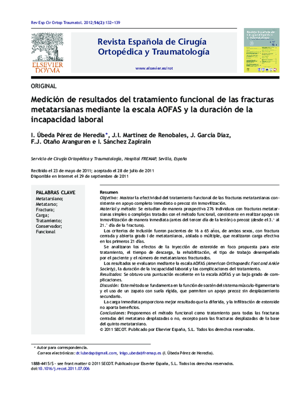 (PDF) [Measurement of the results of functional treatment of metatarsal ...