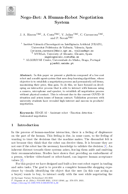 (PDF) Nego-Bot: A Human-Robot Negotiation System