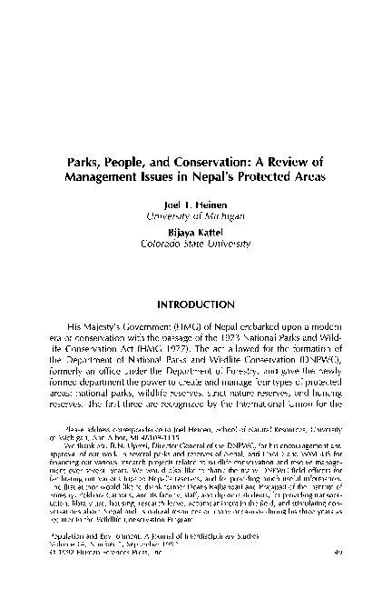 (PDF) Parks, people, and conservation: a review of management issues in ...