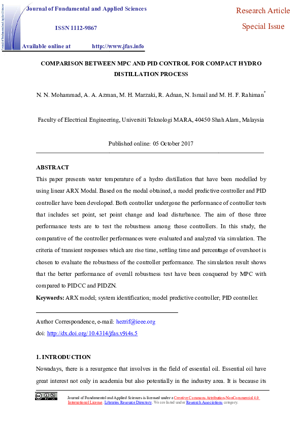 (PDF) Comparison between MPC and PID control for compact hydro ...