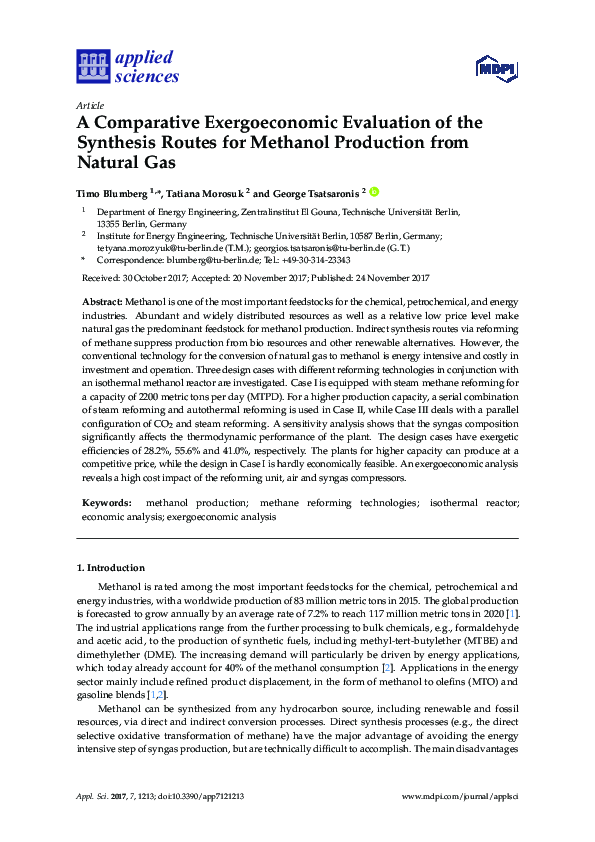 (PDF) A Comparative Exergoeconomic Evaluation of the Synthesis Routes ...