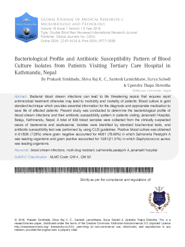 (PDF) Bacteriological Profile and Antibiotic Susceptibility Pattern of ...