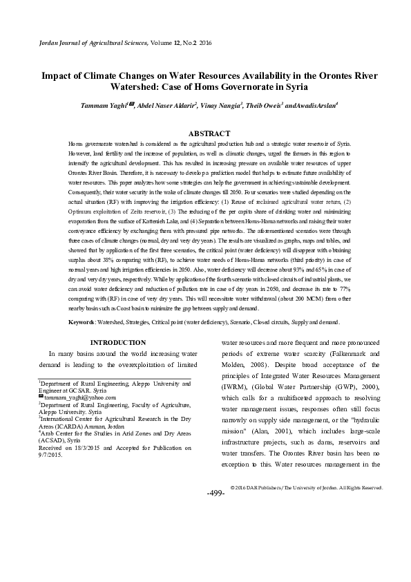 (PDF) Impact of Climate Changes on Water Resources Availability in the ...