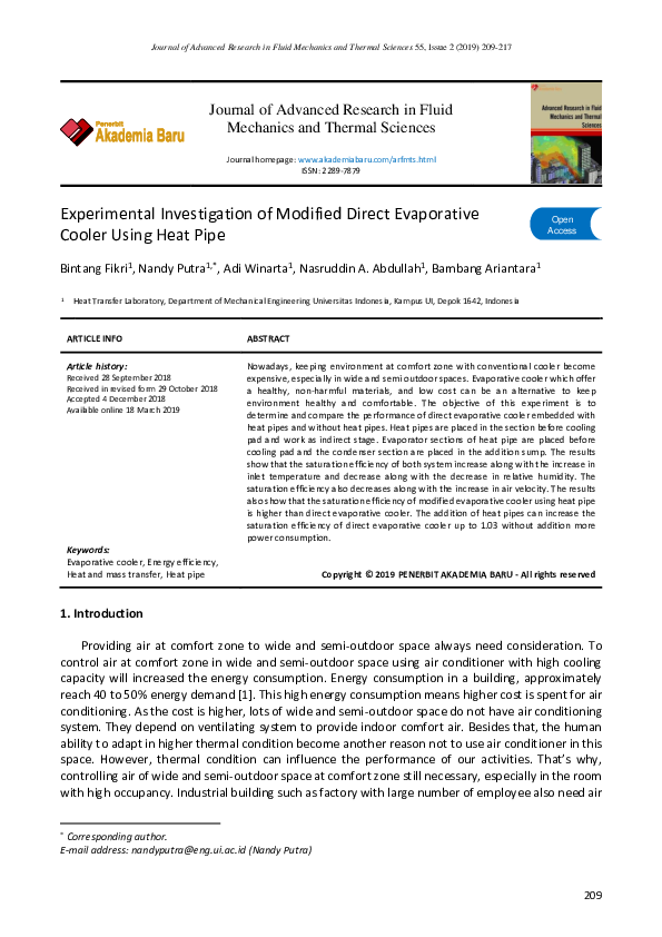 (PDF) Experimental Investigation of Modified Direct Evaporative Cooler ...