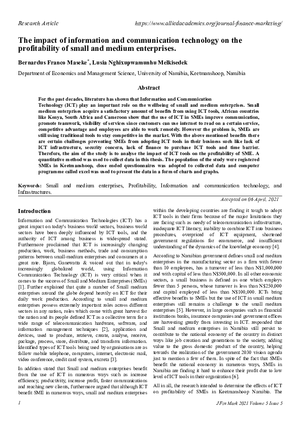 (PDF) The impact of information and communication technology on the ...