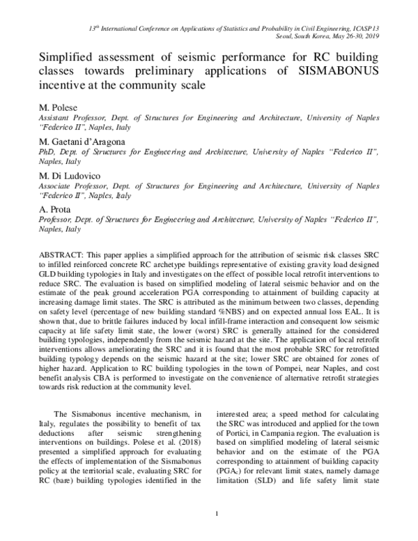(PDF) Simplified assessment of seismic performance for RC building ...