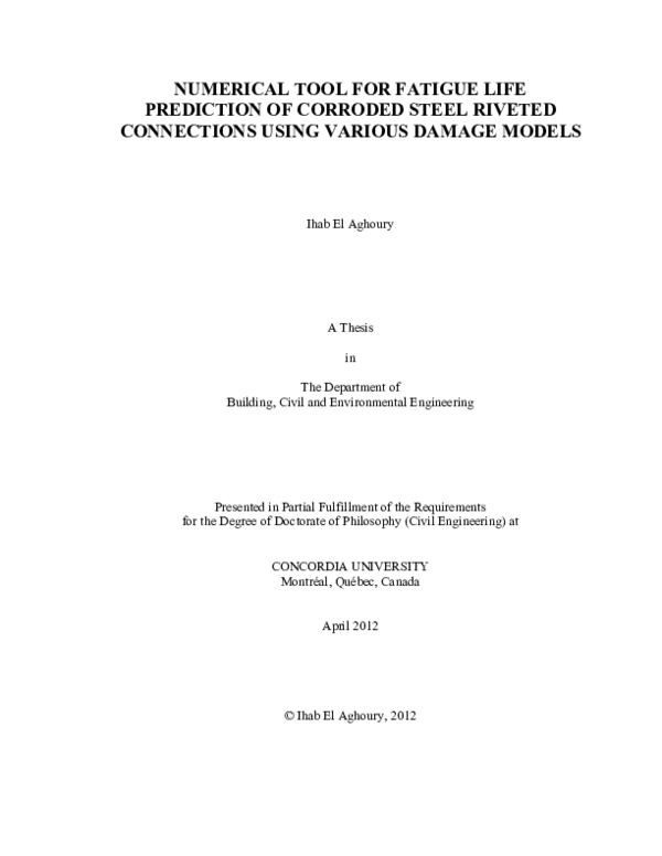 (PDF) Numerical Tool for Fatigue Life Prediction Of Corroded Steel ...