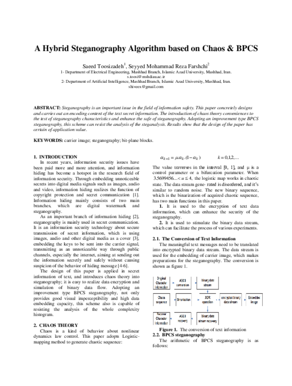 (PDF) A Hybrid Steganography Algorithm based on Chaos & BPCS