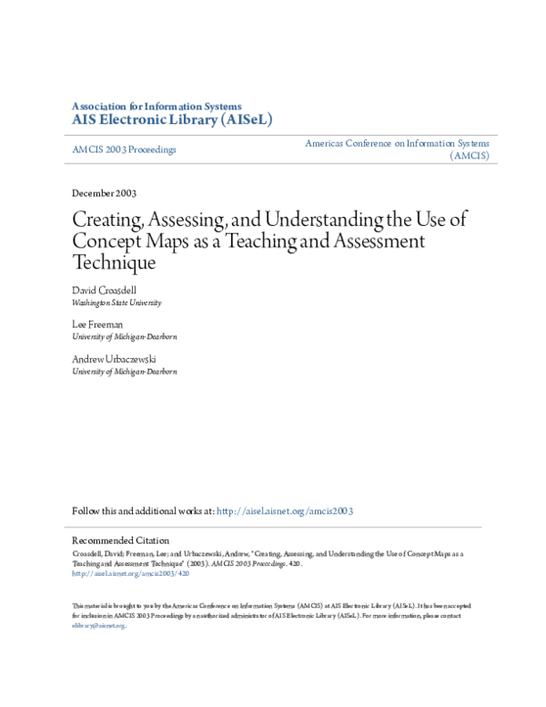 Creating, Assessing, and Understanding the Use of Concept Maps as a Teaching and Assessment Technique