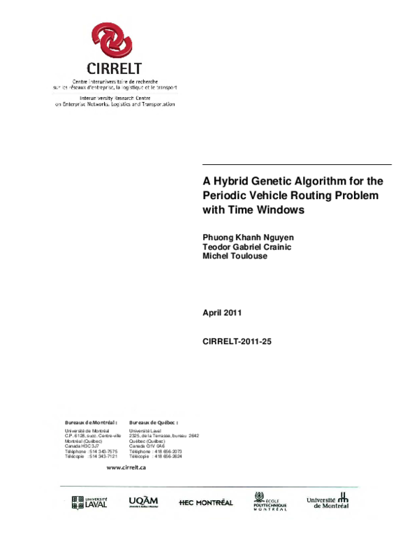 (PDF) A Hybrid Genetic Algorithm for the Periodic Vehicle Routing ...