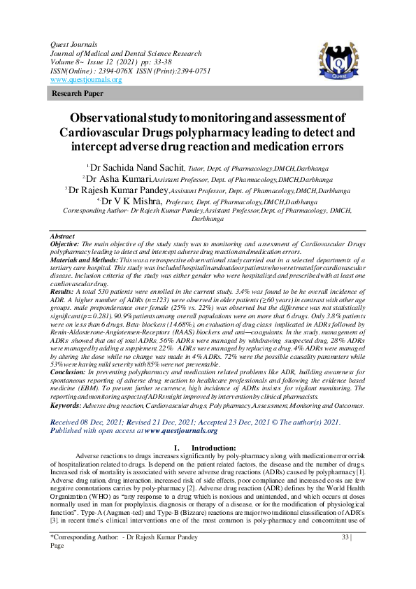 (PDF) Observational study to monitoring and assessment of ...