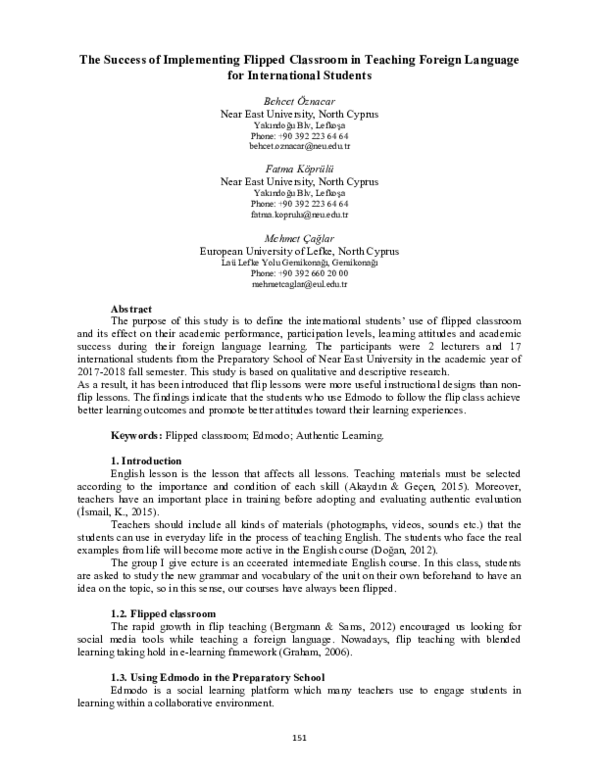 (PDF) The Success of Implementing Flipped Classroom in Teaching Foreign ...