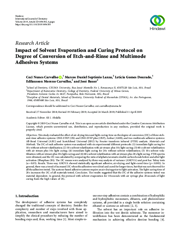 (PDF) Impact of Solvent Evaporation and Curing Protocol on Degree of