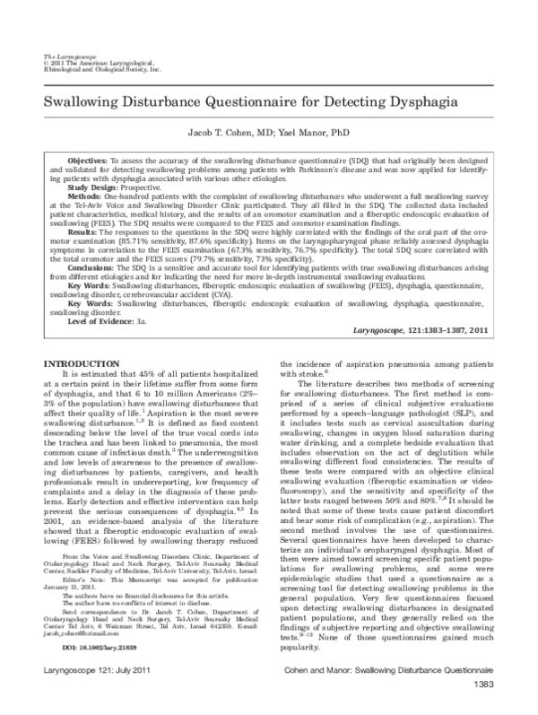 (PDF) Swallowing disturbance questionnaire for detecting dysphagia