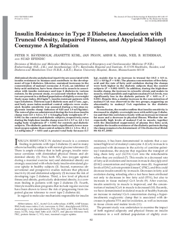 (PDF) Insulin resistance in type 2 diabetes: association with truncal ...