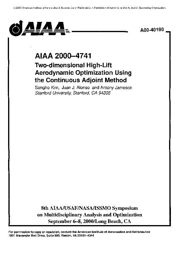 (PDF) Two-dimensional high-lift aerodynamic optimization using the ...