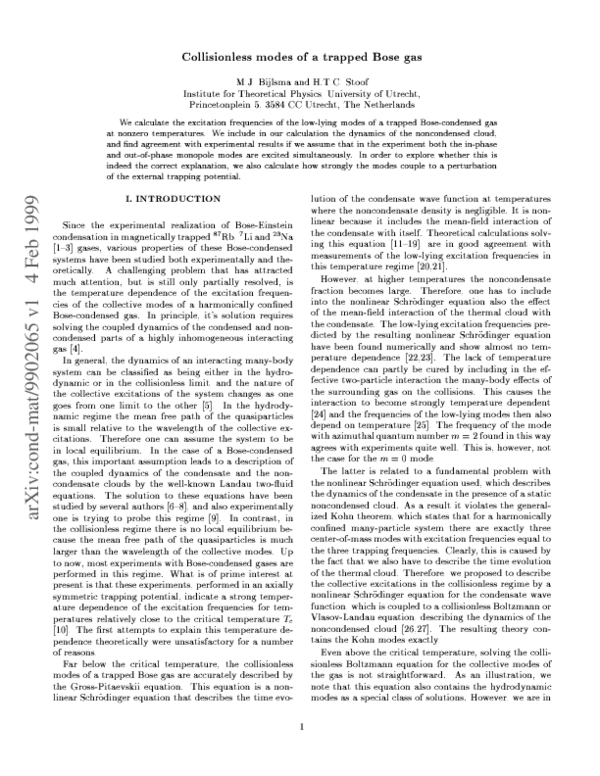 (PDF) Collisionless modes of a trapped Bose gas
