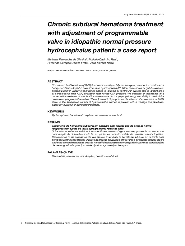 (PDF) Chronic subdural hematoma treatment with adjustment of ...