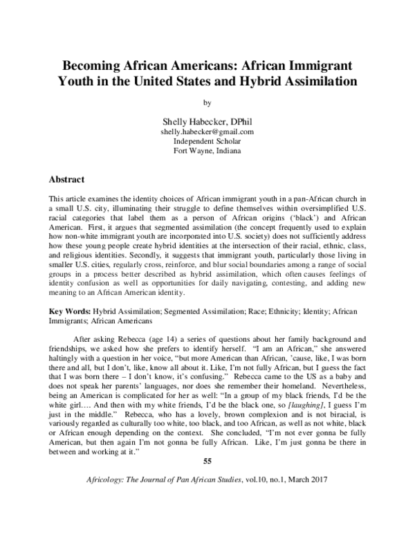 (PDF) Becoming African Americans: African Immigrant Youth in the United ...