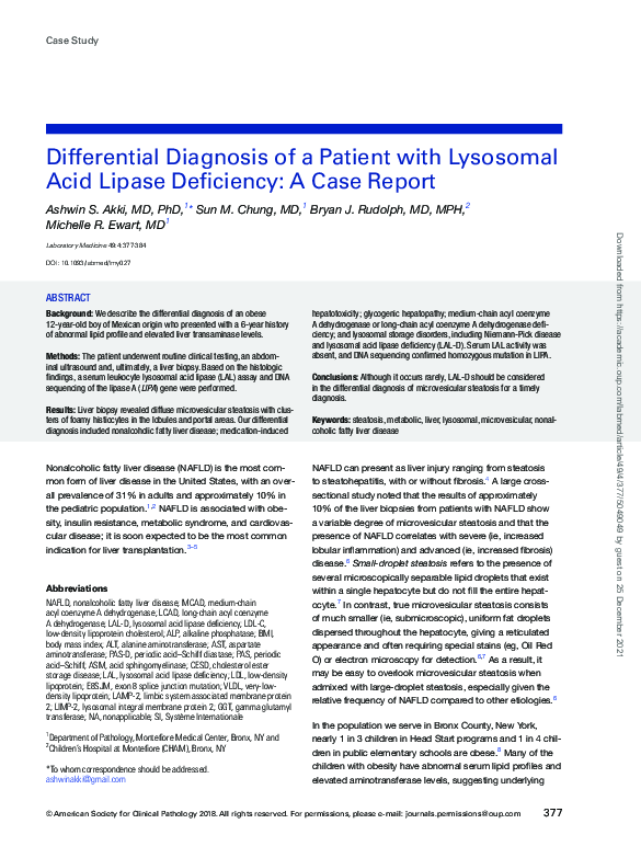 (PDF) Differential Diagnosis of a Patient with Lysosomal Acid Lipase