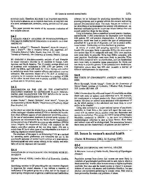 (PDF) Gender differences and mental health