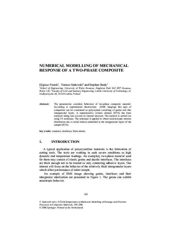 (PDF) Numerical Modelling of Mechanical Response of a Two-Phase Composite