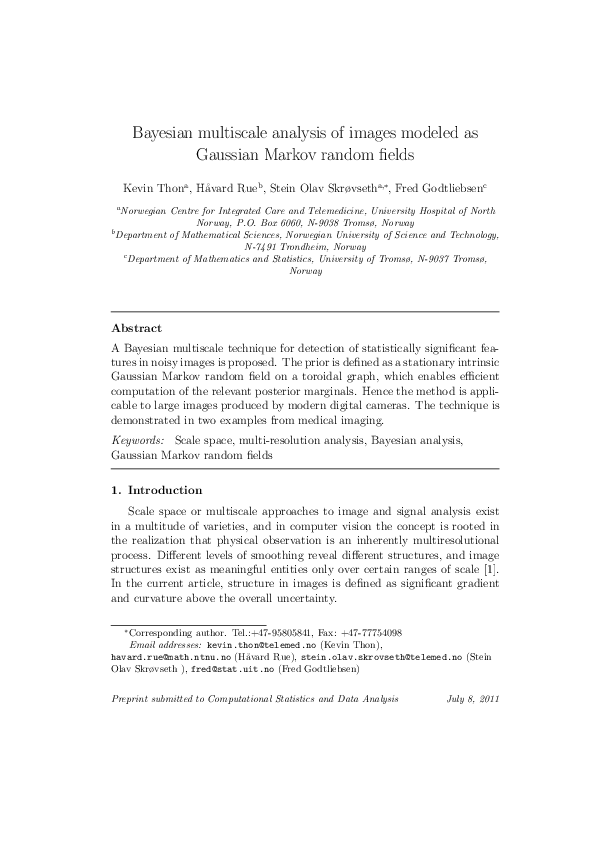 (PDF) Bayesian multiscale analysis of images modeled as Gaussian Markov ...