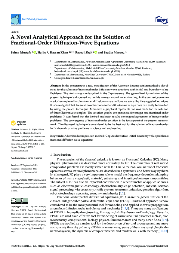 (PDF) A Novel Analytical Approach for the Solution of Fractional-Order ...